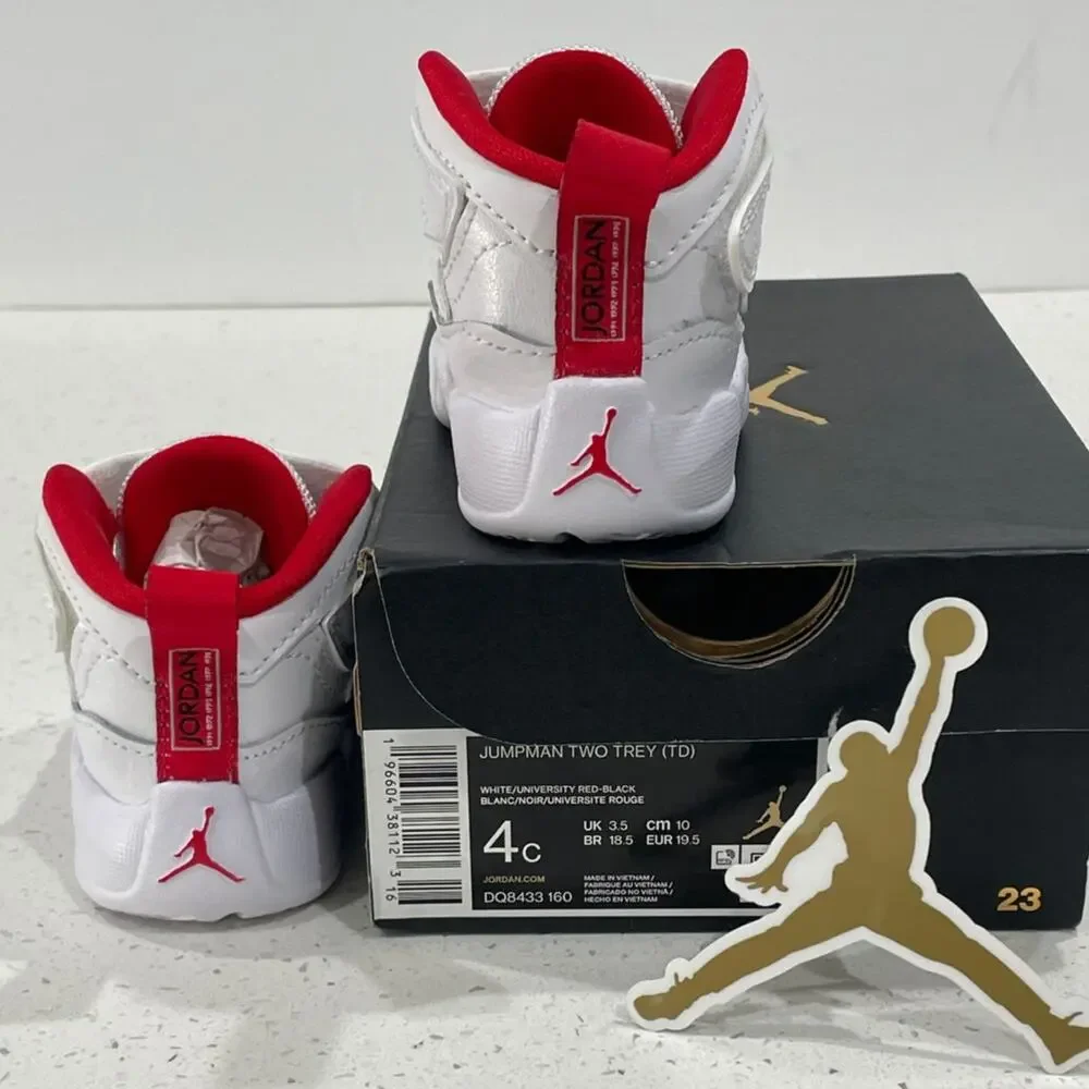 NEW Air Jordan Jumpman Two Trey 4C Toddler White/Red (DQ8433 160)